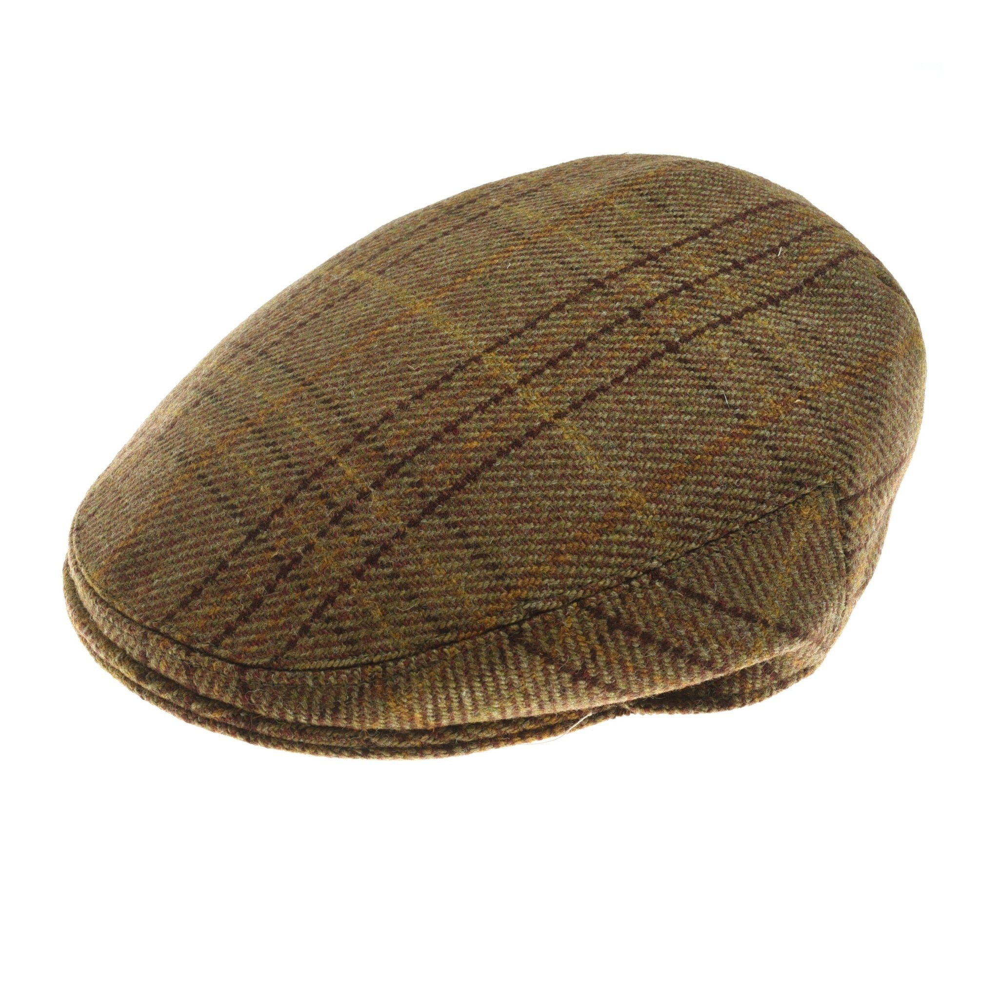 The Brown Conon Cap by Campbells of Beauly in color FH300 is a British tweed flat cap with a checkered pattern, shown against a white background—a heritage piece.