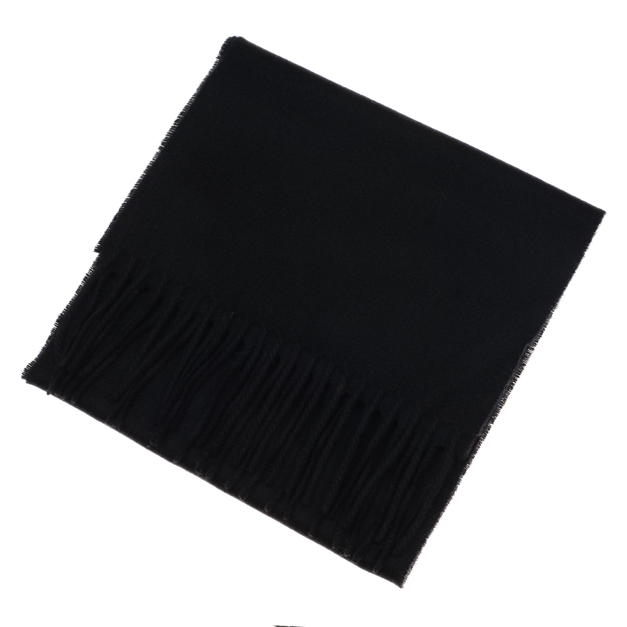 The Unisex Cashmere Scarf by Campbell's of Beauly, shown neatly folded with fringed ends on a white background, is a timeless luxury accessory for any wardrobe.