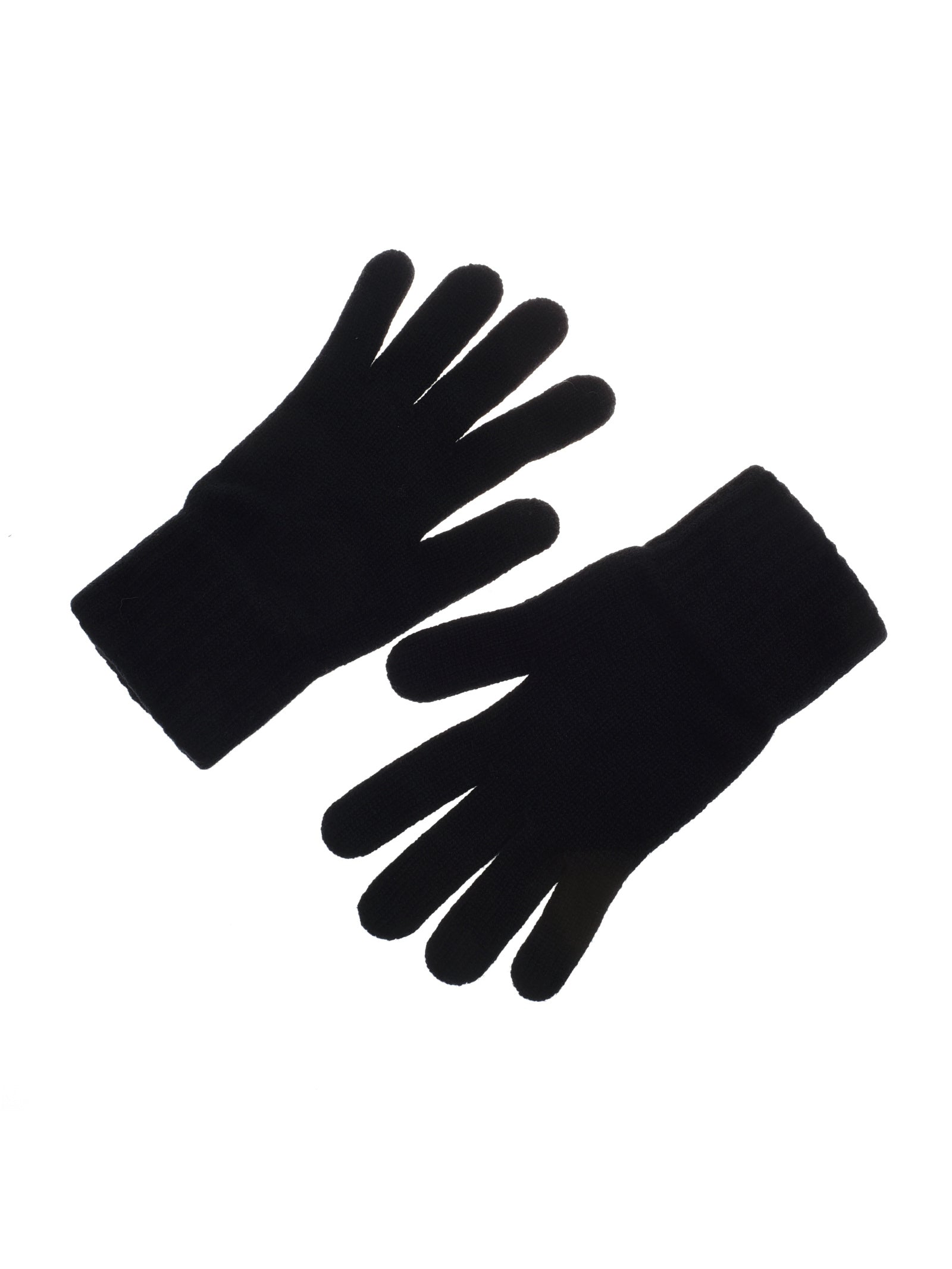 Campbell's of Beauly Cashmere Gloves in black, crafted from luxurious cashmere yarn with ribbed cuffs, shown on a white background.