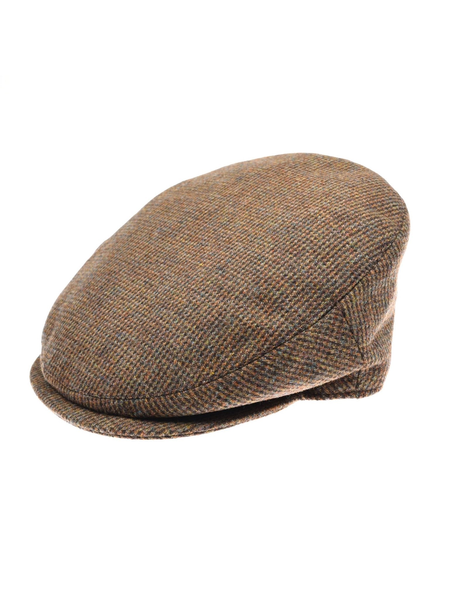The Unisex Beauly Cap by Campbell's of Beauly is shown in a brown melange with a subtle check pattern, displayed against a white background.