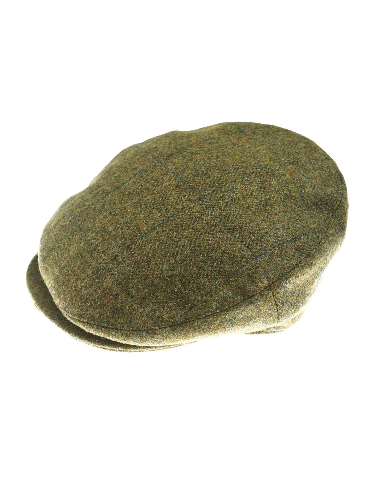 The Campbell's of Beauly Auld Stock Beauly Cap is a green British tweed flat cap with a subtle plaid pattern, shown here on a white background.
