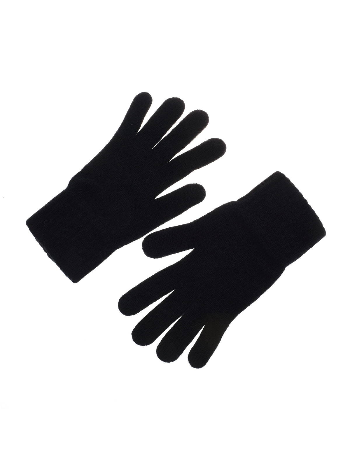 Campbell's of Beauly Cashmere Gloves in black, crafted from luxurious cashmere yarn with ribbed cuffs, shown on a white background.
